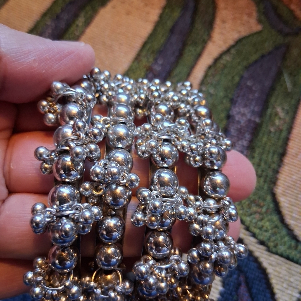 Silver Beaded Eye-Catching Statement Bangles | Bo… - image 2